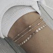 3 st / Set Simple Fashion Round Bead Chain Multilayer silver Women Armband Set